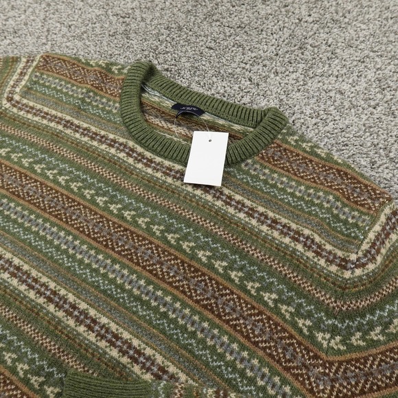 J.CREW Other - NEW J Crew Sweater‎ Mens L Green Fair Isle Lambswool Crewneck Knit Pullover Cozy